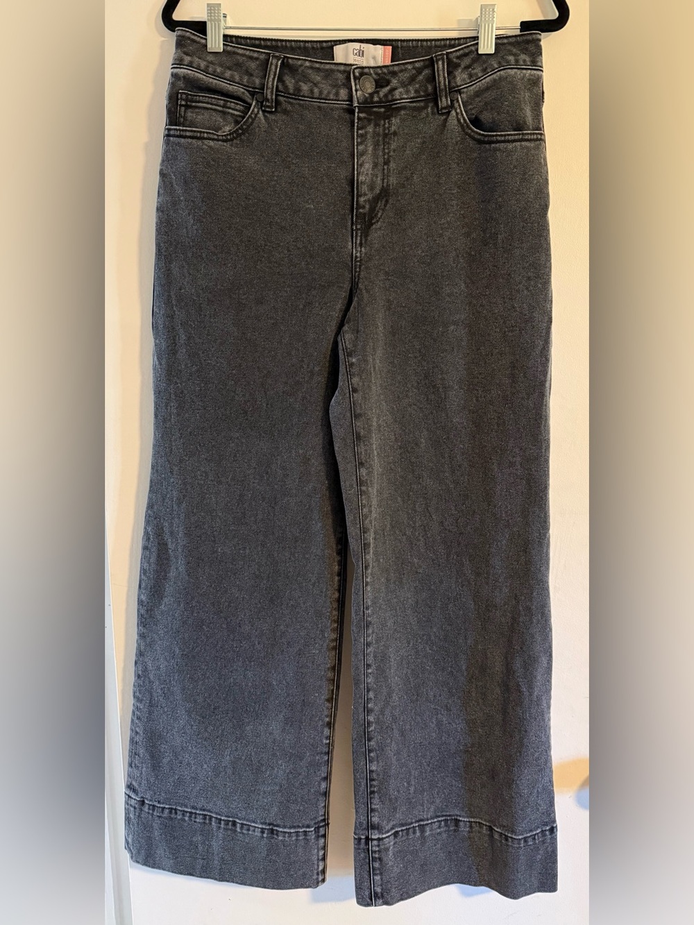 Cabi Jeans Lennox Wide Leg Jeans Gray Black Wash Women’s Size 8 High Rise